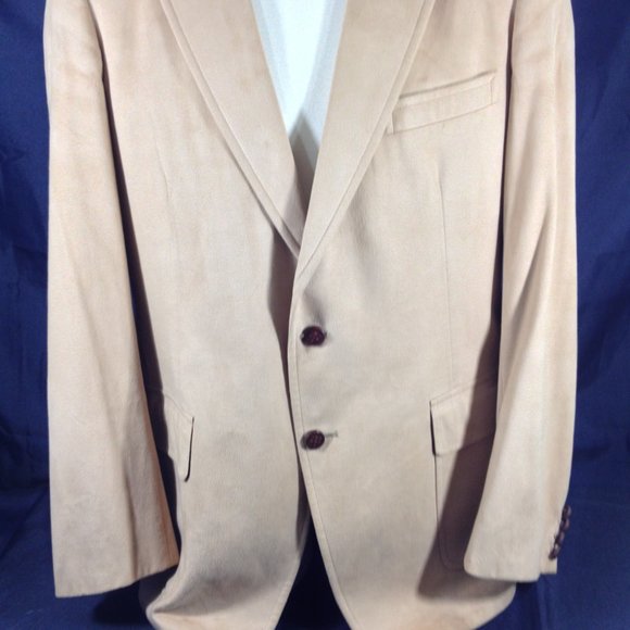 Donald Brooks Vintage Men’s 46L Tan Sports Coat 2 Button Antelon Suede Blazer - Picture 6 of 9